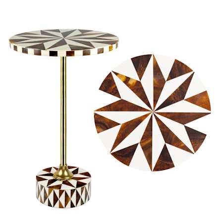 JONATHAN Y Lighting Calix 14" Wide Resin Top Metal and Resin Table in Dark Brown and White Dark Brown / White / Gold