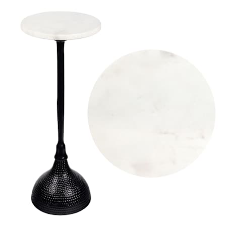 JONATHAN Y Lighting Ava 9" Wide Marble Top Marble, MDF, and Metal Table Black