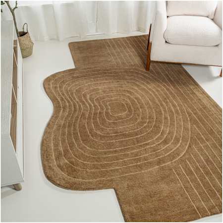 JONATHAN Y Lighting Greene Street 5' x 8' Wool Abstract and Striped Indoor Rectangular Area Rug Light Brown / Beige