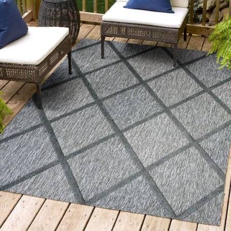 JONATHAN Y Lighting Ibiza 5-1/4' x 7-1/2' Polypropylene Geometric and Trellis Indoor/Outdoor Area Rug Dark Gray