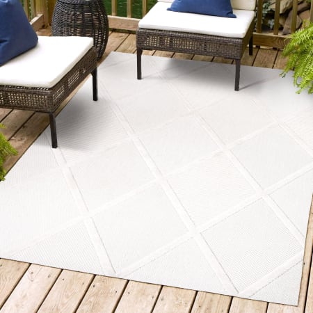 JONATHAN Y Lighting Ibiza 7-3/4' x 10' Polypropylene Geometric and Trellis Indoor/Outdoor Area Rug Ivory