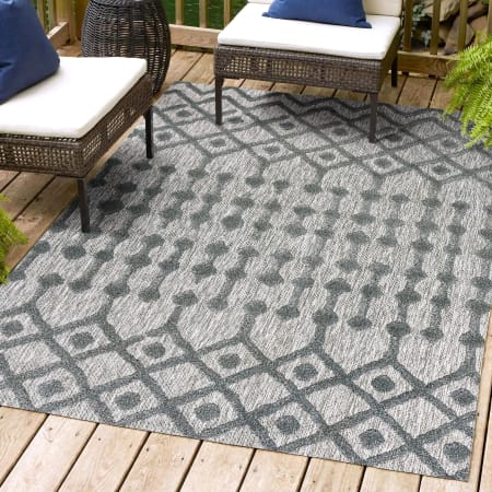JONATHAN Y Lighting Ibiza 4' x 6' Polypropylene Geometric and Trellis Indoor/Outdoor Area Rug Dark Gray