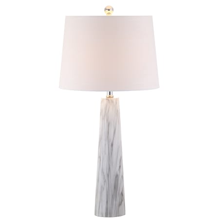 JONATHAN Y Lighting Bradley Single Light 29" Tall LED Buffet Table Lamp with Hardback Cotton Shade Faux Marble