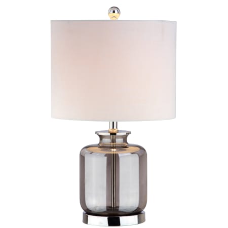 JONATHAN Y Lighting Marsh Single Light 22" Tall LED Vase Table Lamp with Hardback Cotton Shade Smoked Glass