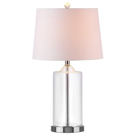 JONATHAN Y Lighting Walsh Single Light 25" Tall LED Buffet Table Lamp with Hardback Cotton Shade Chrome