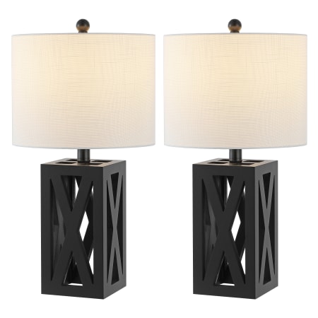 JONATHAN Y Lighting Pack of (2) Stewart 22" Tall LED Column Table Lamp Black