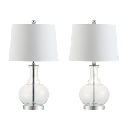 JONATHAN Y Lighting Lavelle Single Light 25" Tall LED Vase Table Lamp Set of (2) Clear / Chrome