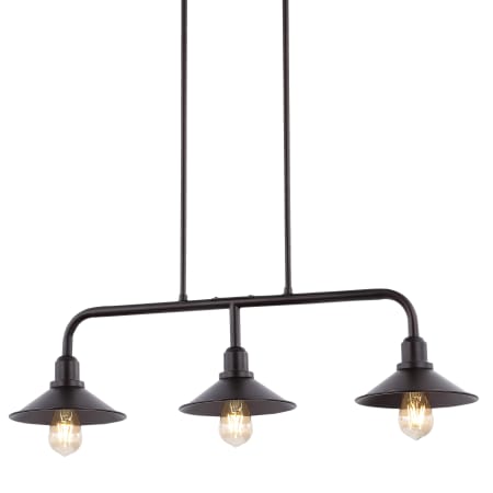 JONATHAN Y Lighting Cade 3 Light 34" Wide LED Linear Chandelier with Metal Shades Oil Rubbed Bronze