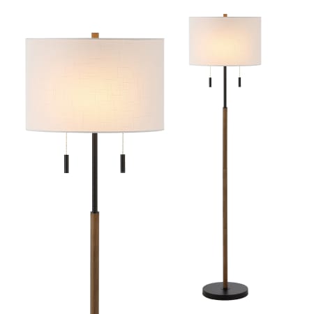 JONATHAN Y Lighting Maude 2 Light 61" Tall LED Accent Floor Lamp Brown / Black