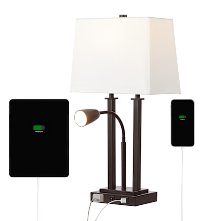 JONATHAN Y Lighting Blaire 2 Light 24" Tall LED Accent Table Lamp Oil Rubbed Bronze
