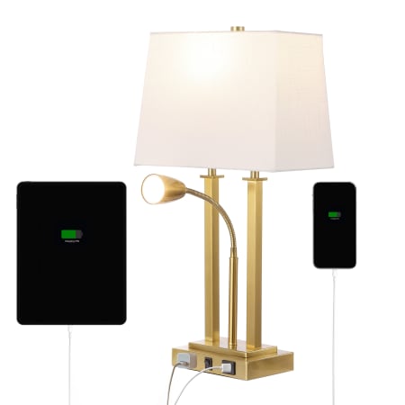 JONATHAN Y Lighting Blaire 2 Light 24" Tall LED Accent Table Lamp Brass Gold