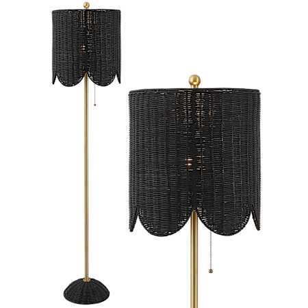 JONATHAN Y Lighting Joel 64" Tall LED Buffet Floor Lamp Black / Brass Gold