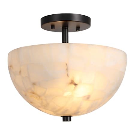 JONATHAN Y Lighting Celine 2 Light 12" Wide LED Semi-Flush Bowl Ceiling Fixture Black / White