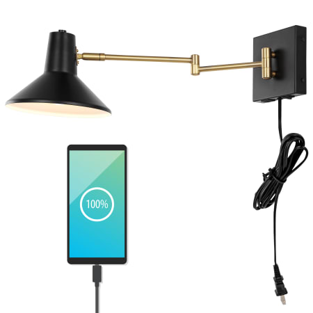 JONATHAN Y Lighting Hygge 7" Tall LED Plug-In Wall Sconce Black