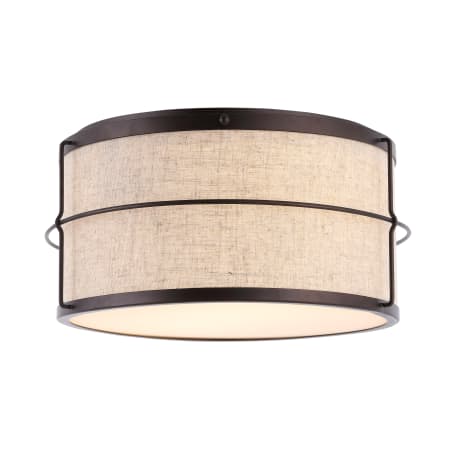 JONATHAN Y Lighting Evan 2 Light 14" Wide LED Flush Mount Drum Ceiling Fixture Light Brown / Oil Rubbed Bronze