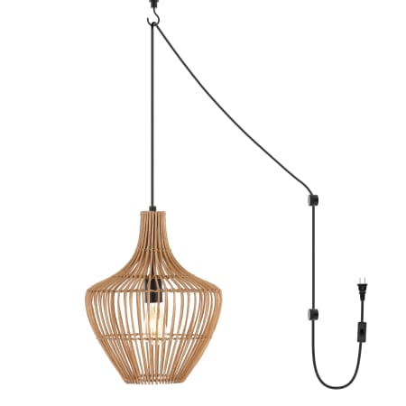 JONATHAN Y Lighting Lucas 13" Wide LED Hardwired or Plug-In Pendant Brown
