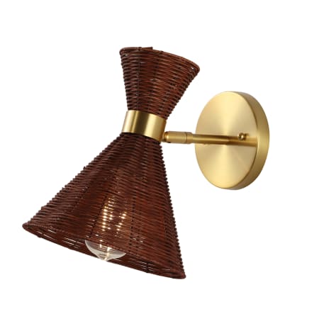 JONATHAN Y Lighting Zoey 10" Tall LED Wall Sconce Brass Gold / Dark Brown