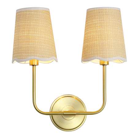 JONATHAN Y Lighting Lila 2 Light 15" Wide LED Vanity Light Brown / White / Brass Gold