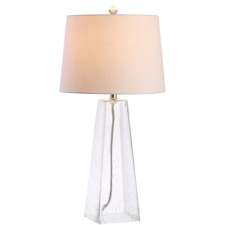 JONATHAN Y Lighting Dylan Single Light 28-1/2" Tall LED Buffet Table Lamp with Hardback Cotton Shade Clear