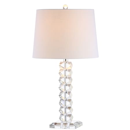 JONATHAN Y Lighting Julia Single Light 25-1/2" Tall LED Buffet Table Lamp with Hardback Cotton Shade Clear