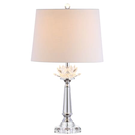 JONATHAN Y Lighting Day Single Light 24-1/2" Tall LED Buffet Table Lamp with Hardback Cotton Shade Clear