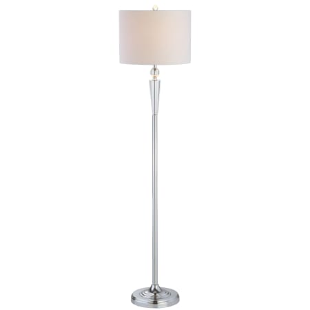 JONATHAN Y Lighting Reese Single Light 59-1/2" Tall LED Floor Lamp with Hardback Cotton Shade Clear / Chrome
