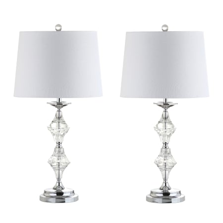 JONATHAN Y Lighting Madison Single Light 28" Tall LED Buffet Table Lamp Set of (2) Clear / Chrome