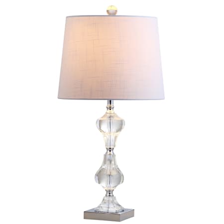 JONATHAN Y Lighting Chloe Single Light 26" Tall LED Buffet Table Lamp with Hardback Cotton Shade Clear