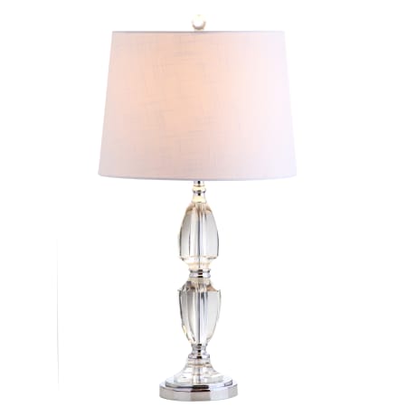 JONATHAN Y Lighting Graham Single Light 27" Tall LED Buffet Table Lamp with Hardback Cotton Shade Chrome