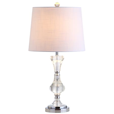 JONATHAN Y Lighting Riley Single Light 24-3/4" Tall LED Buffet Table Lamp with Hardback Cotton Shade Clear
