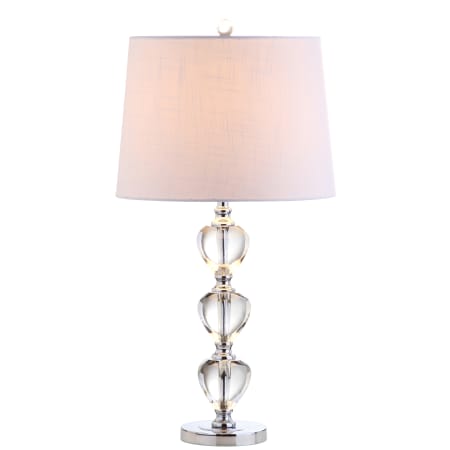 JONATHAN Y Lighting Cole Single Light 27" Tall LED Buffet Table Lamp with Hardback Cotton Shade Chrome
