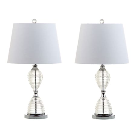 JONATHAN Y Lighting Aubrey Single Light 23-3/4" Tall LED Buffet Table Lamp with Hardback Cotton Shade - Set of 2 Clear