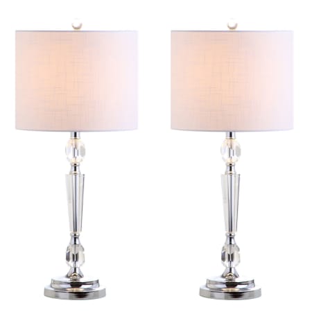 JONATHAN Y Lighting Victoria Single Light 27" Tall LED Buffet Table Lamp with Hardback Cotton Shade - Set of 2 Clear