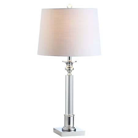 JONATHAN Y Lighting Dean Single Light 28" Tall LED Buffet Table Lamp with Hardback Cotton Shade Chrome
