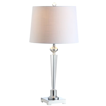 JONATHAN Y Lighting Foster Single Light 28-1/4" Tall LED Buffet Table Lamp with Hardback Cotton Shade Chrome