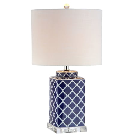 JONATHAN Y Lighting Moroccan Style LED Table Lamp with Quatrefoil Design Blue / White