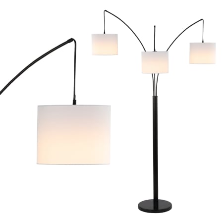 JONATHAN Y Lighting Penta 3 Light 79" Tall LED Arc Floor Lamp Oil Rubbed Bronze