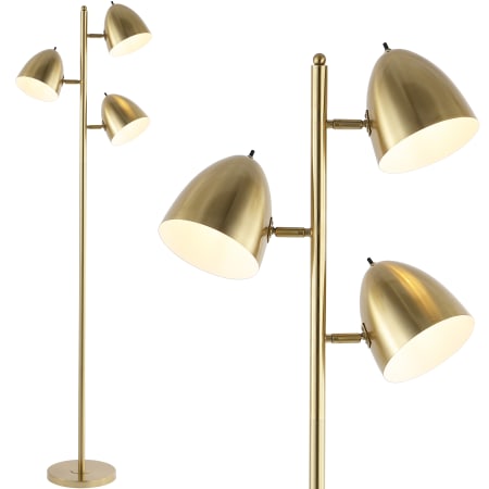JONATHAN Y Lighting Billy 3 Light 67" Tall LED Tree Floor Lamp Brass Gold