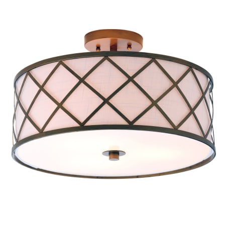 JONATHAN Y Lighting Elizabeth 3 Light 17" Wide LED Semi-Flush Drum Ceiling Fixture Gold / White