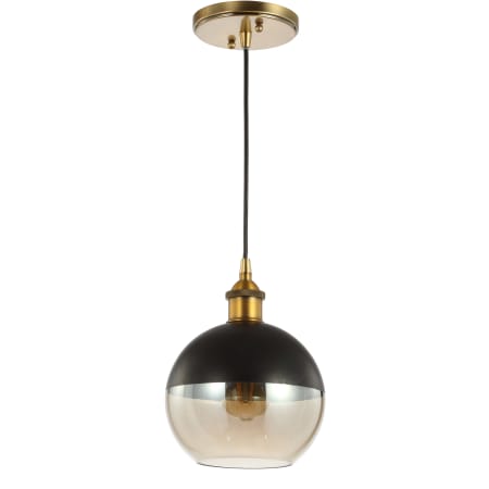 JONATHAN Y Lighting Single Light 8" Wide LED Mini Pendant Brass Gold / Black