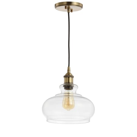 JONATHAN Y Lighting Single Light 10" Wide LED Mini Pendant Brass Gold