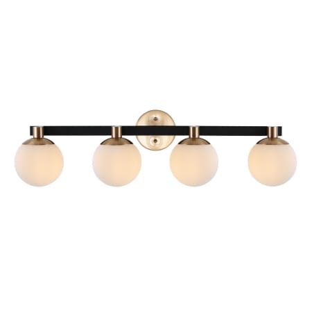 JONATHAN Y Lighting Modernist 4 Light 34" Wide LED Bathroom Vanity Light Brass Gold / Black