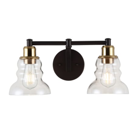 JONATHAN Y Lighting Manhattan 2 Light 19" Wide LED Bathroom Vanity Light Brass Gold / Oil Rubbed Bronze