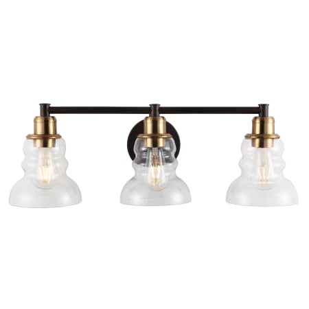 JONATHAN Y Lighting Manhattan 3 Light 26" Wide LED Bathroom Vanity Light Brass Gold / Oil Rubbed Bronze