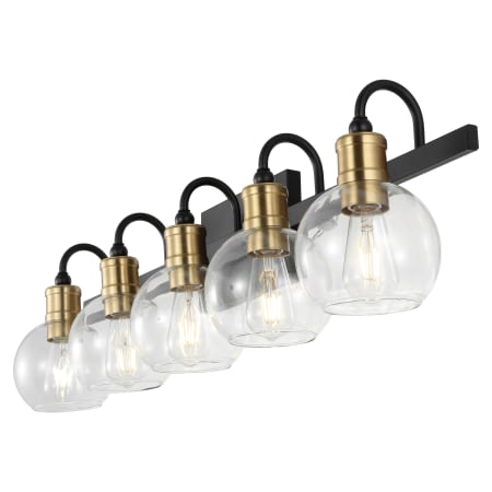 JONATHAN Y Lighting Marais 5 Light 37" Wide LED Vanity Light Black / Brass Gold