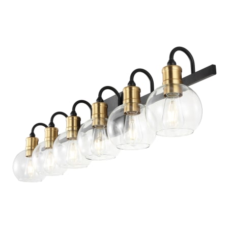 JONATHAN Y Lighting Marais 6 Light 45" Wide LED Vanity Light Black / Brass Gold