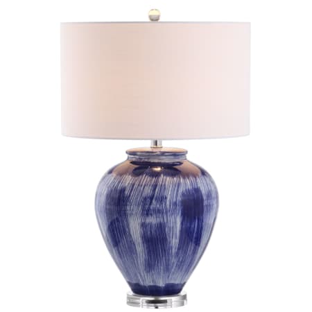 JONATHAN Y Lighting Wayland Single Light 26" Tall LED Vase Table Lamp with Hardback Cotton Shade Seaside Blue