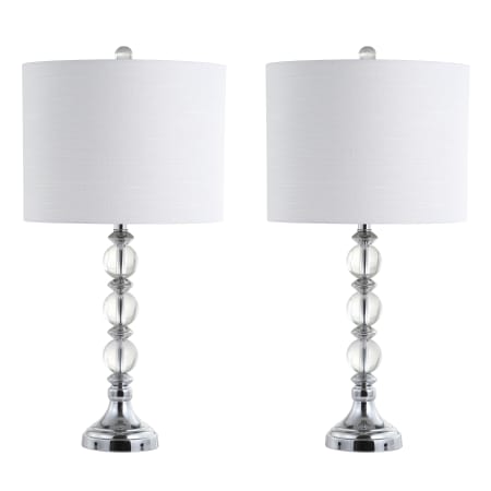JONATHAN Y Lighting Paul Single Light 26" Tall LED Buffet Table Lamp Set of (2) Clear / Chrome