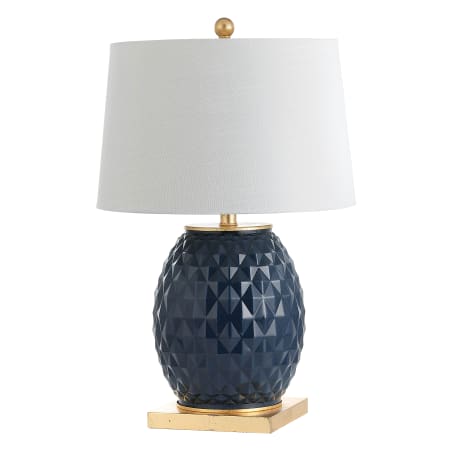 JONATHAN Y Lighting Diamond Single Light 26" Tall LED Buffet Table Lamp Navy / Gold Leaf