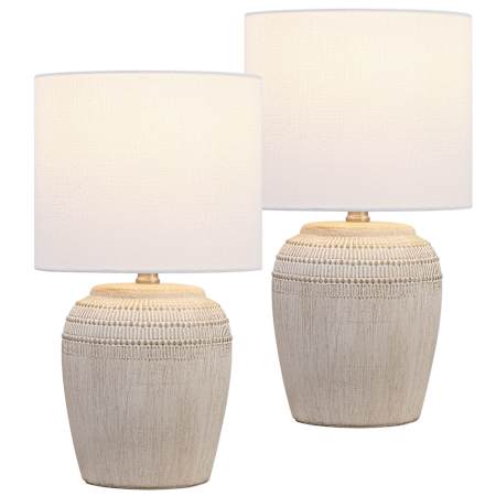 JONATHAN Y Lighting Hugo 17" Tall LED Vase Table Lamp - Set of 2 Antique White / Nickel